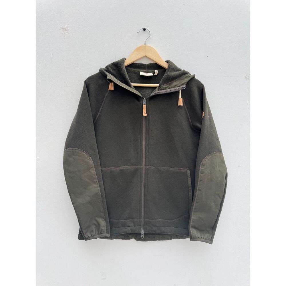 Fjallraven Ovik Fleece Hoodie Womens M Dark Olive Full Zip Outdoor Jacket